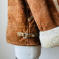 1980s Cognac Made in FRANCE Suede Shearling Jacket - Sz. S/M