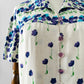 Vintage 1960s Purple and Blue Floral Drop-Waist Cotton Linen Short Sleeve Dress with Inverted Pleat - Sz. S/M