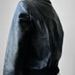 Y2K Does 70s Black Short Waisted Zip Front Leather Biker Jacket - Sz. Sm