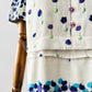 Vintage 1960s Purple and Blue Floral Drop-Waist Cotton Linen Short Sleeve Dress with Inverted Pleat - Sz. S/M