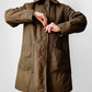 1960s - 1970s Olive Canvas Mighty Mac Gloucester, MA Faux Fur Wood Button Jacket - Sz. S/M