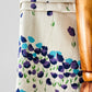 Vintage 1960s Purple and Blue Floral Drop-Waist Cotton Linen Short Sleeve Dress with Inverted Pleat - Sz. S/M
