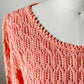 1970s Rose Pink Long Sleeve Delicate Knit Top - Sz. S