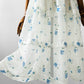 Vintage 1950s - 1960s Handmade White and Blue Sheer Crinoline Floral Tiered Dress - Sz. S