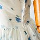 Vintage 1950s - 1960s Handmade White and Blue Sheer Crinoline Floral Tiered Dress - Sz. S