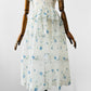 Vintage 1950s - 1960s Handmade White and Blue Sheer Crinoline Floral Tiered Dress - Sz. S