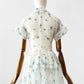 Vintage 1950s - 1960s Handmade White and Blue Sheer Crinoline Floral Tiered Dress - Sz. S