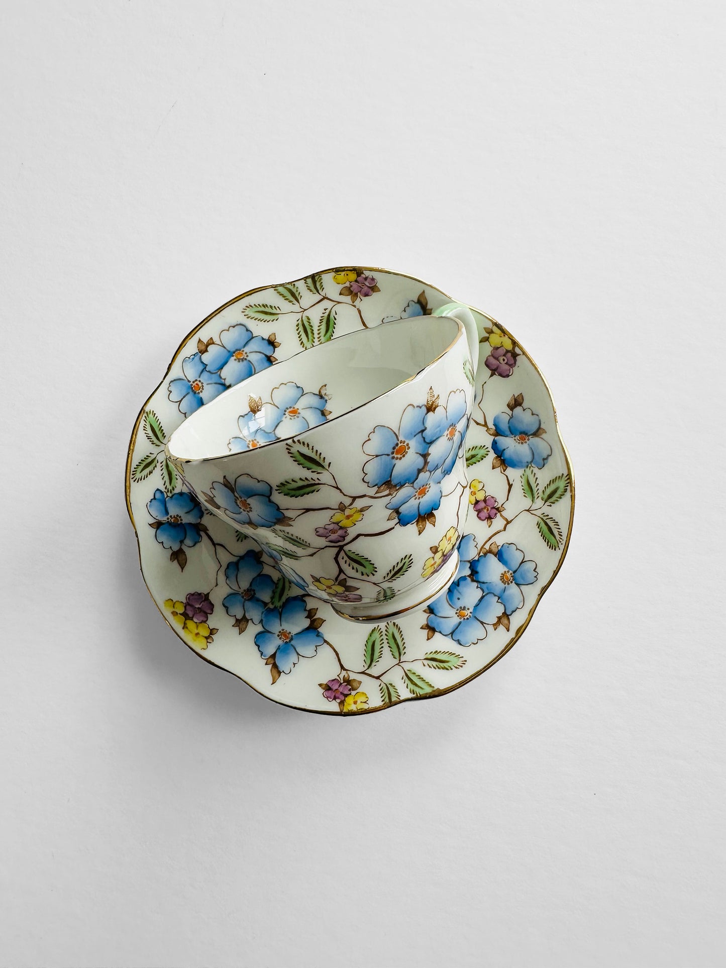 Vintage 1960s Single Serving Springdale Foley Made in England Tea Cup and Saucer Set