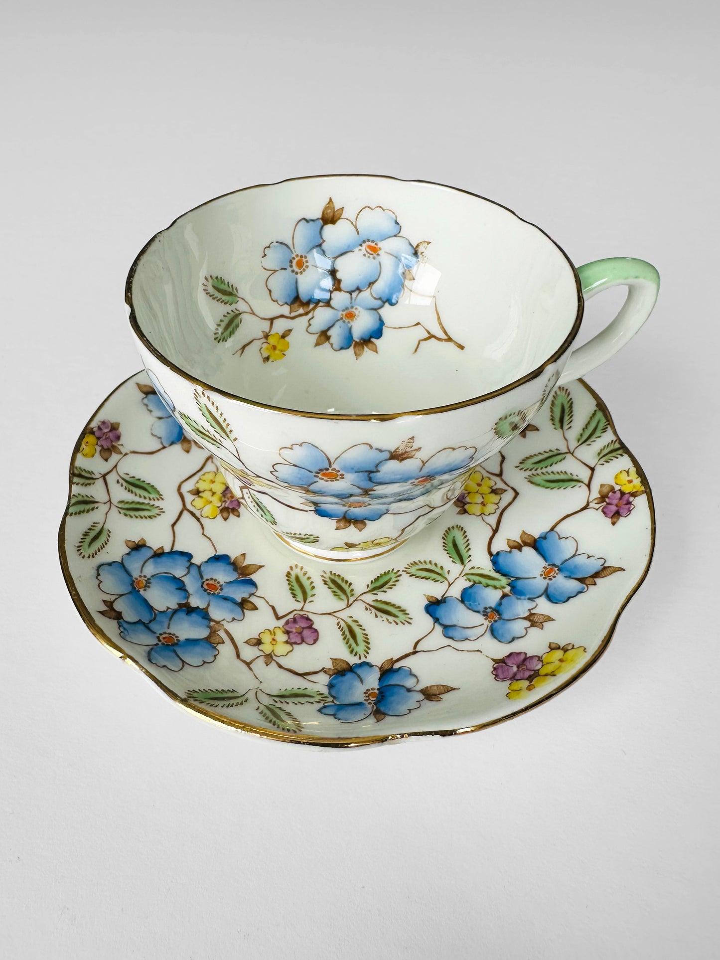 Vintage 1960s Single Serving Springdale Foley Made in England Tea Cup and Saucer Set