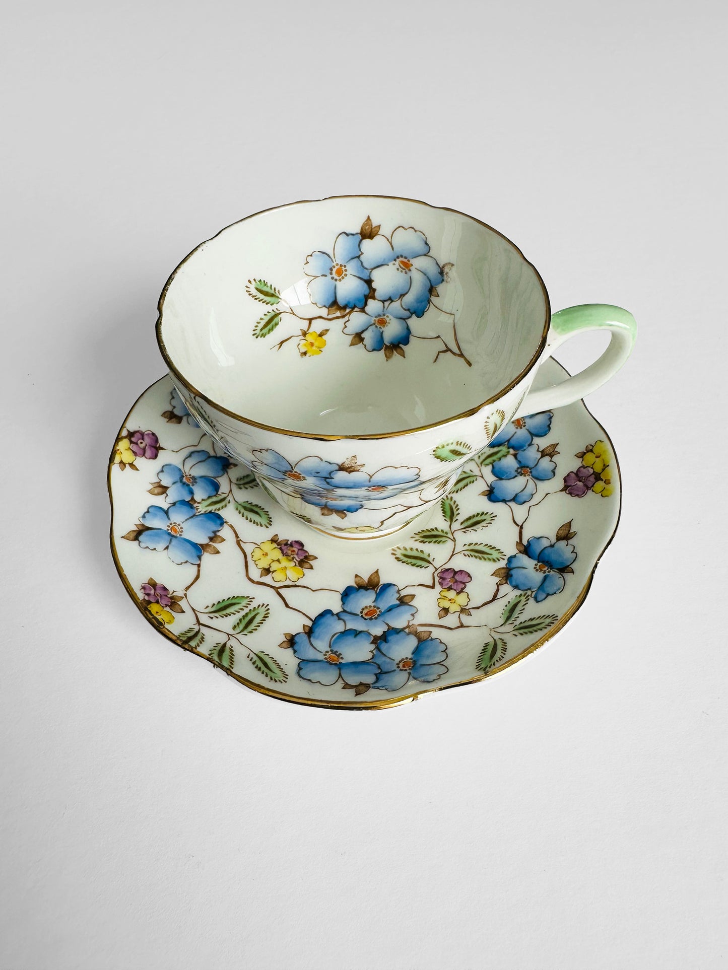 Vintage 1960s Single Serving Springdale Foley Made in England Tea Cup and Saucer Set