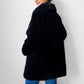 1960s Black Faux Fur A-Line Big Button Bell Sleeve Jacket - Sz. XS / S