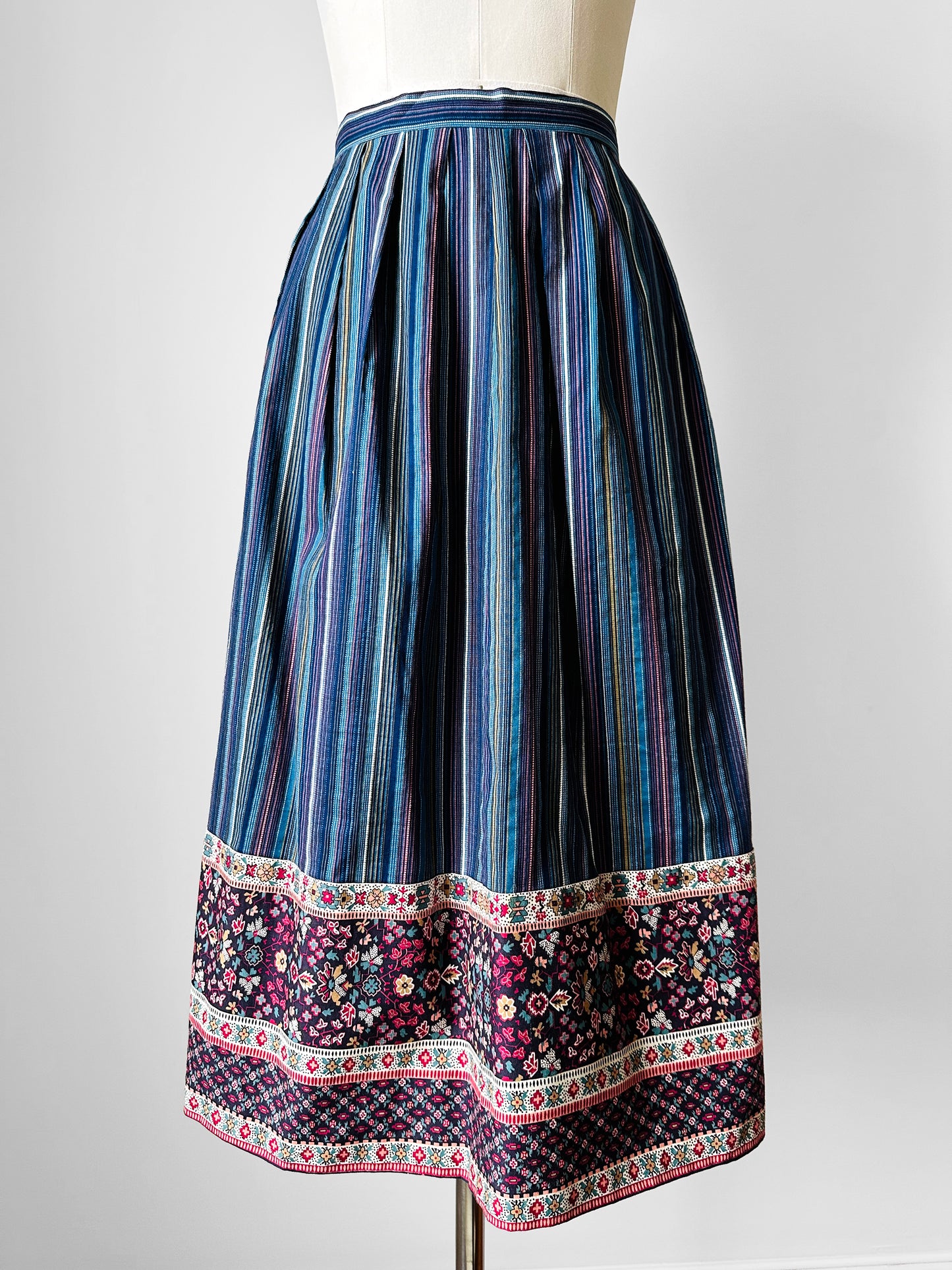 1970s - 1980s Handmade Stripe Patchwork Style Skirt - Sz. M/L