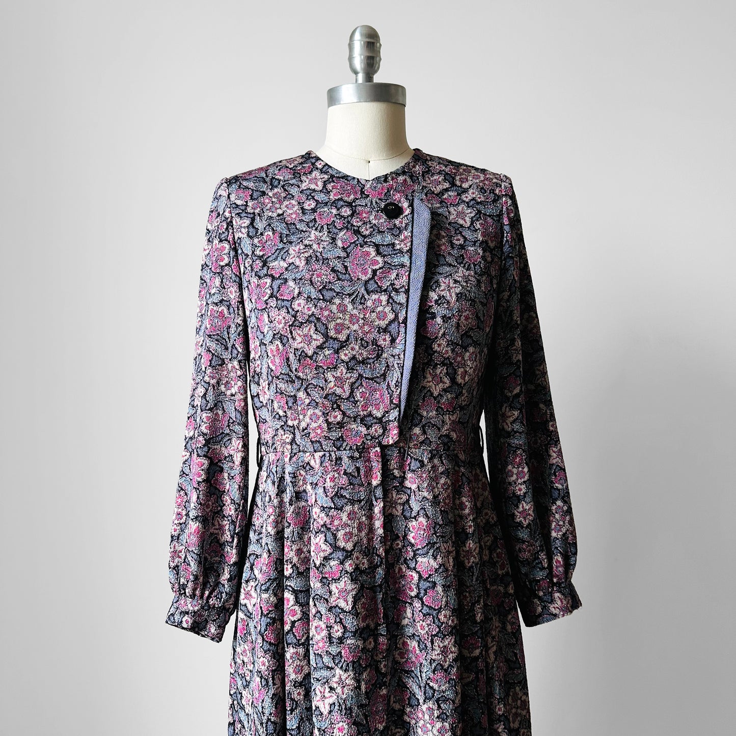 1990s - 2000s Mauve Floral Day Dress - Sz. XS/S