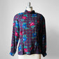 1980s Floral PENDLETON High Neck Tapered Waist Blouse -  Sz. S/M