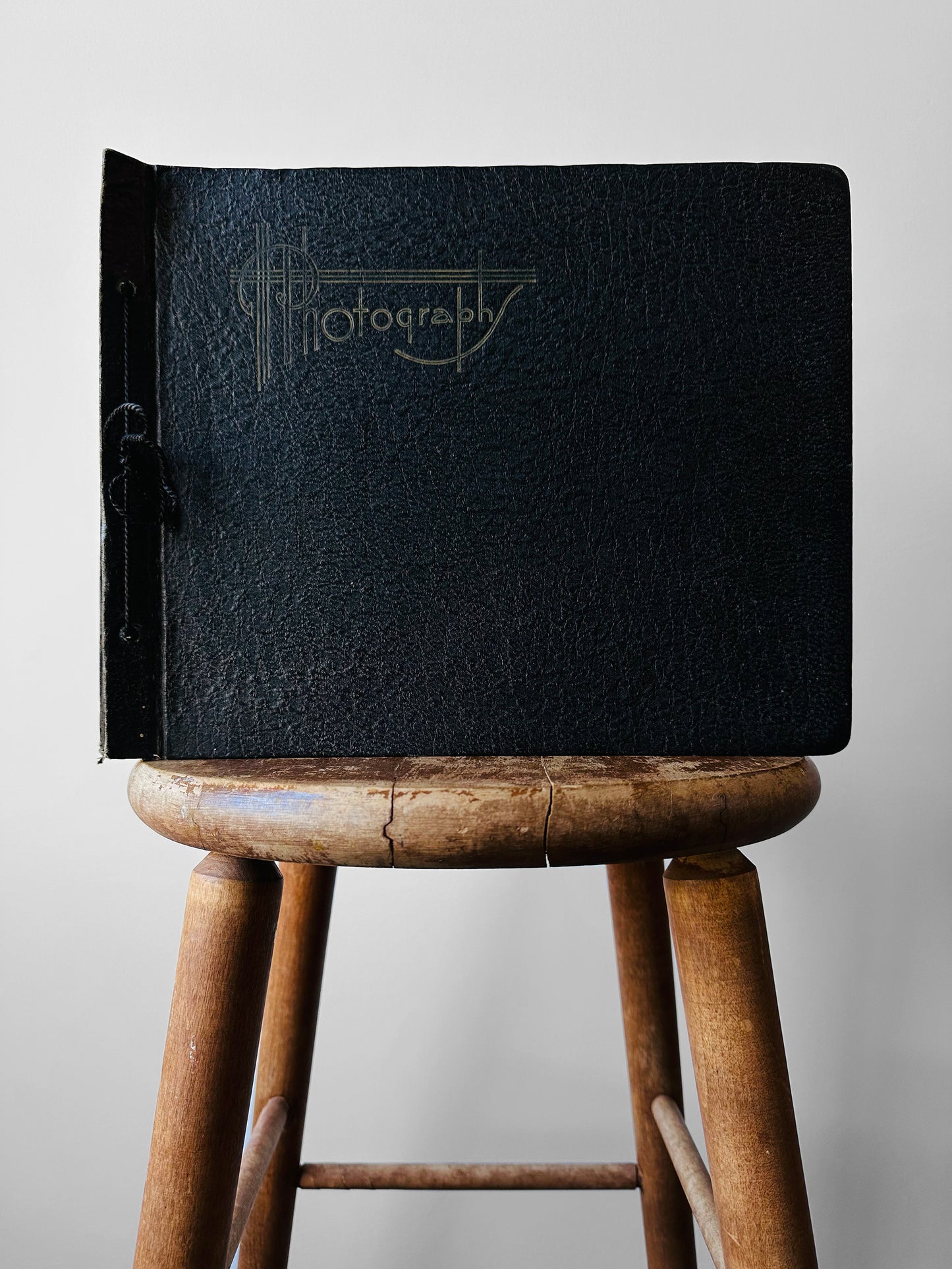 1920s - 1930s Black Leatherette Photo Album with Embossed Detail