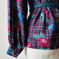 1980s Floral PENDLETON High Neck Tapered Waist Blouse -  Sz. S/M