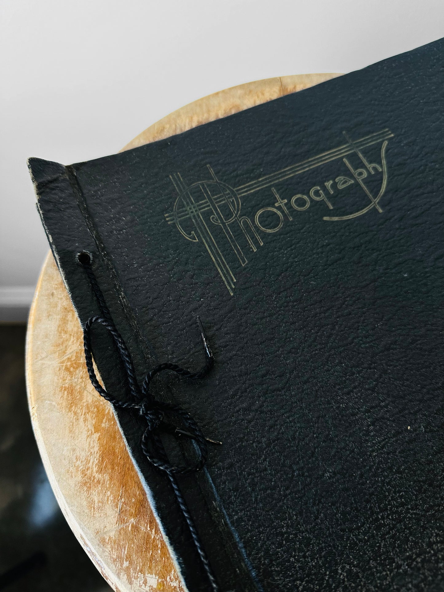1920s - 1930s Black Leatherette Photo Album with Embossed Detail