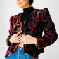 1980s Black Painterly Textured Velour Crop Jacket - Sz. S/M