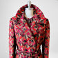 1960s Red Fuschia Plaid Wool Belted Bibbed Jacket - Sz. Small