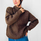 Whiskey Brown Wool Ribbed Crew Neck Chunky Crop Pullover Sweater - S/M