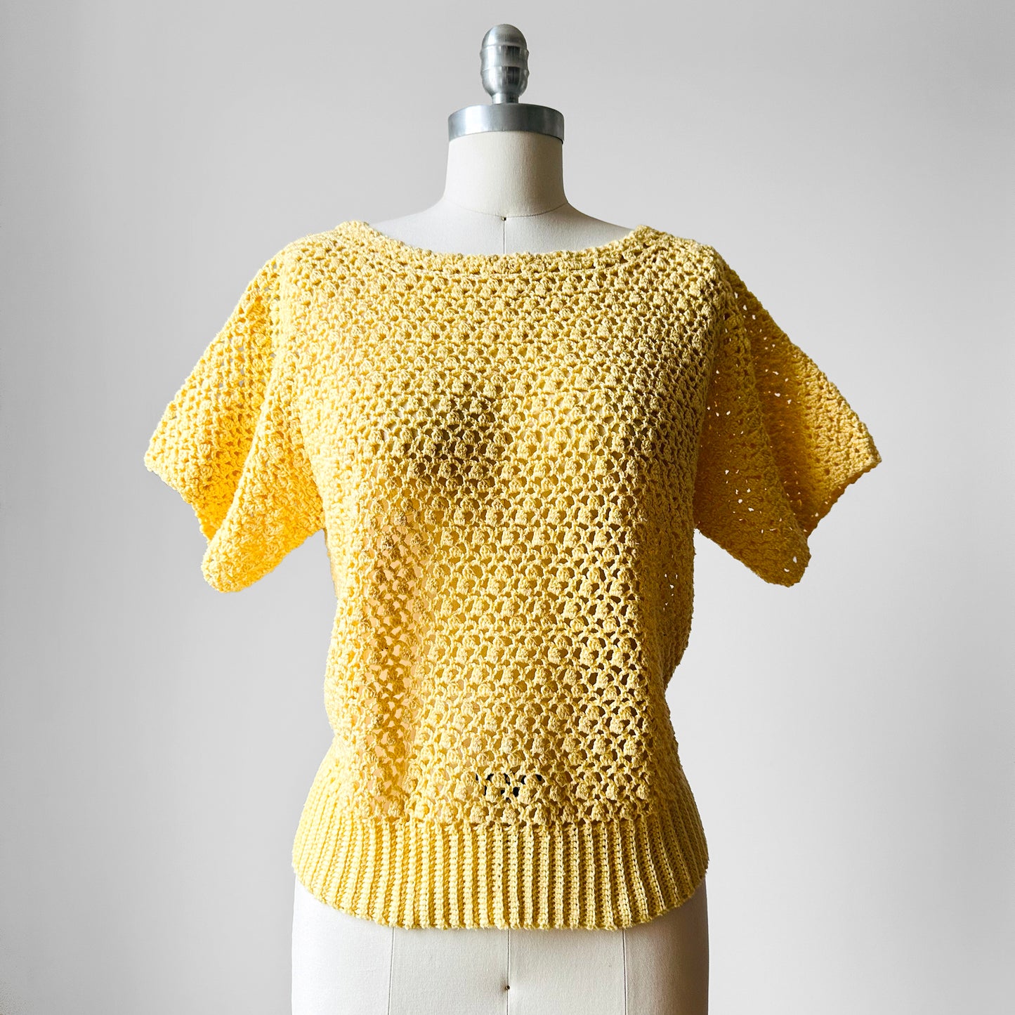 1970s - 1980s Canary Yellow Short Sleeve Knit Top - Sz. S /M