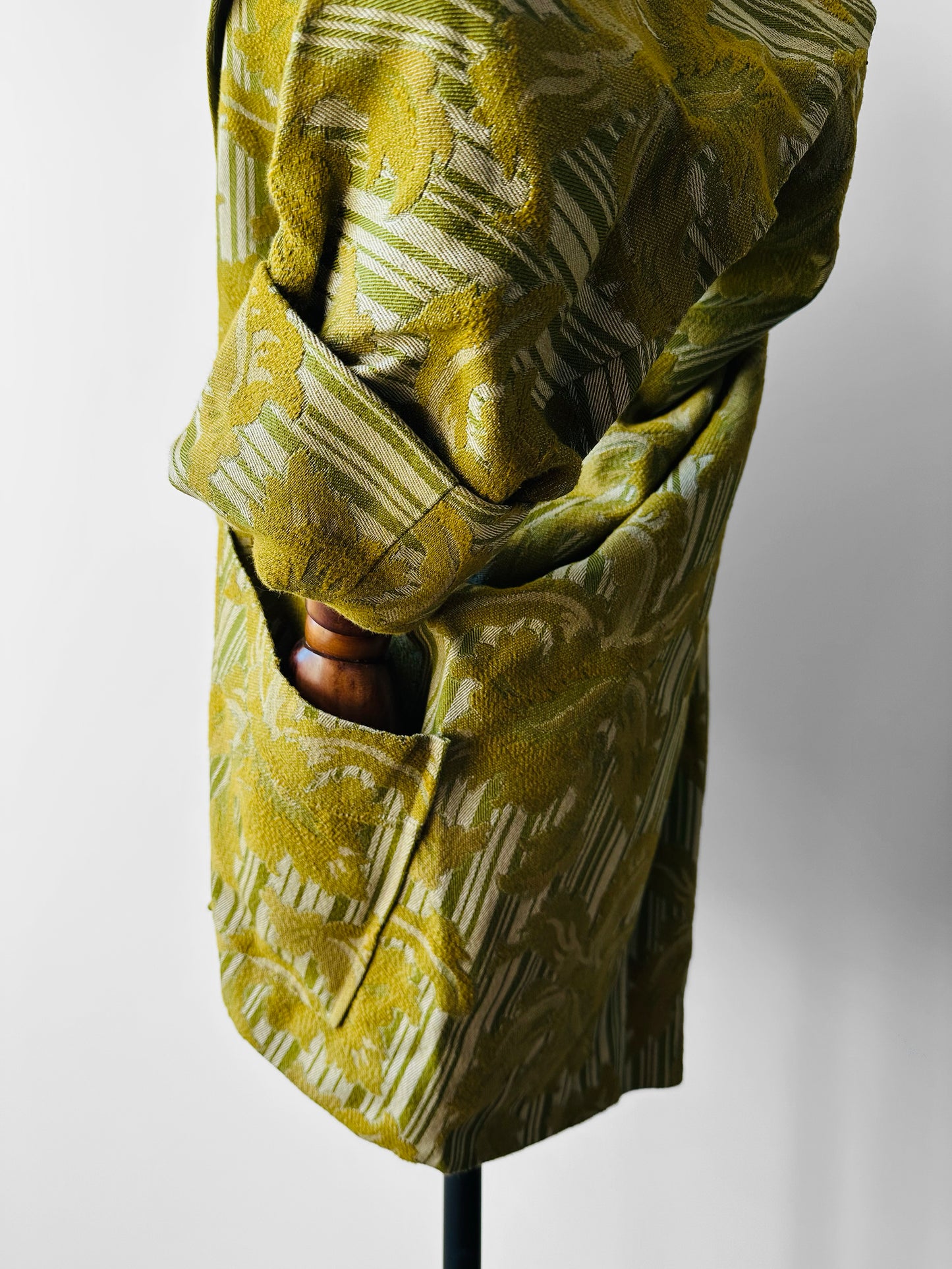 1970s - 1980s Jim Pope Toronto Designer Chartreuse Textured Double Button Jacket - S/M