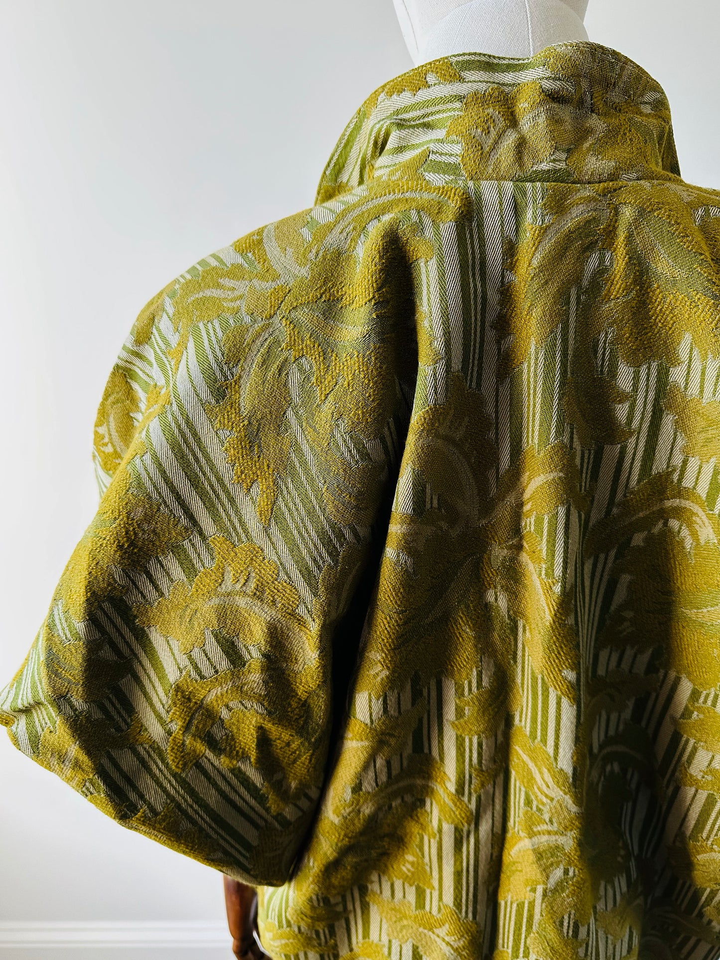 1970s - 1980s Jim Pope Toronto Designer Chartreuse Textured Double Button Jacket - S/M