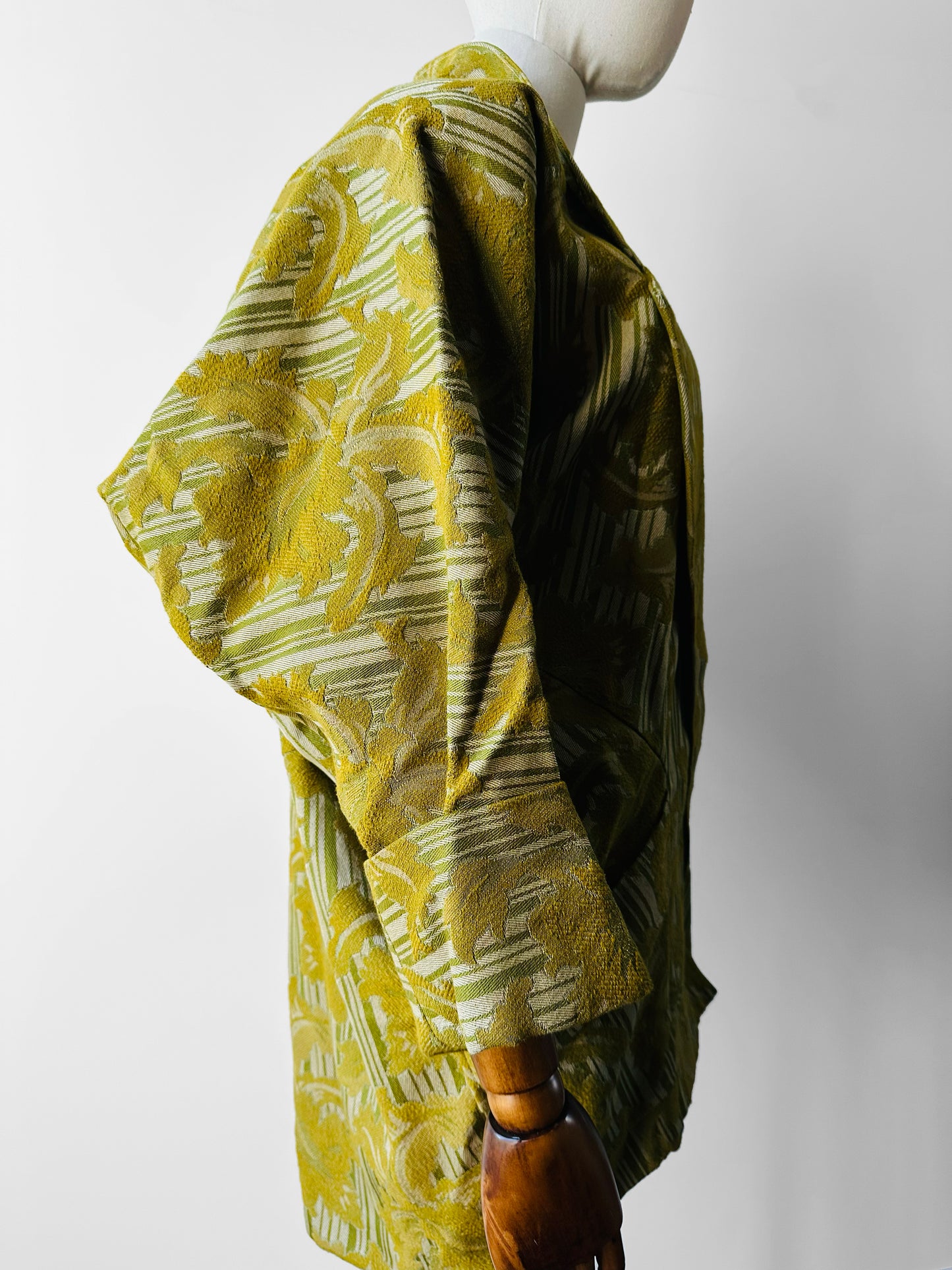 1970s - 1980s Jim Pope Toronto Designer Chartreuse Textured Double Button Jacket - S/M