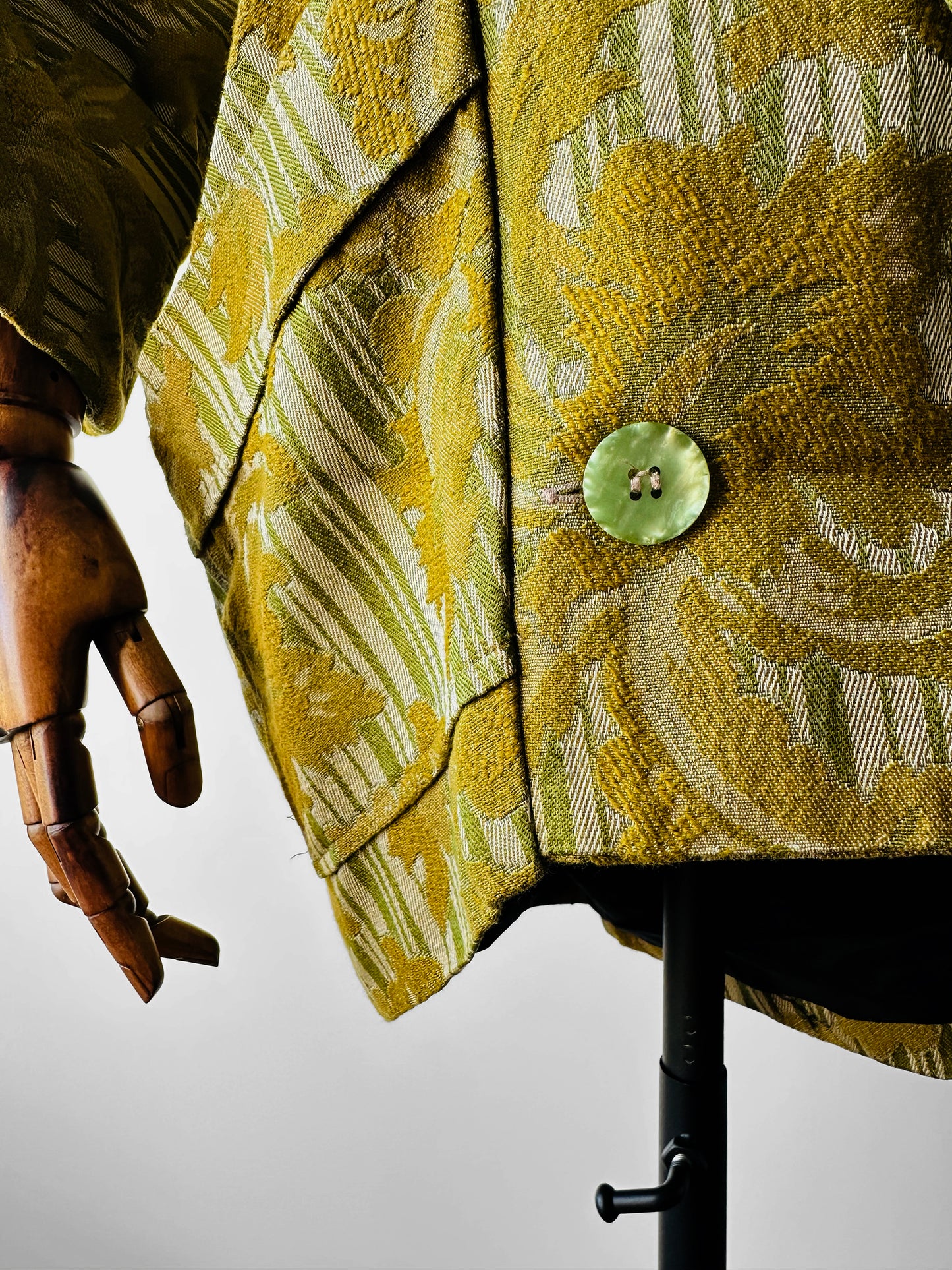 1970s - 1980s Jim Pope Toronto Designer Chartreuse Textured Double Button Jacket - S/M