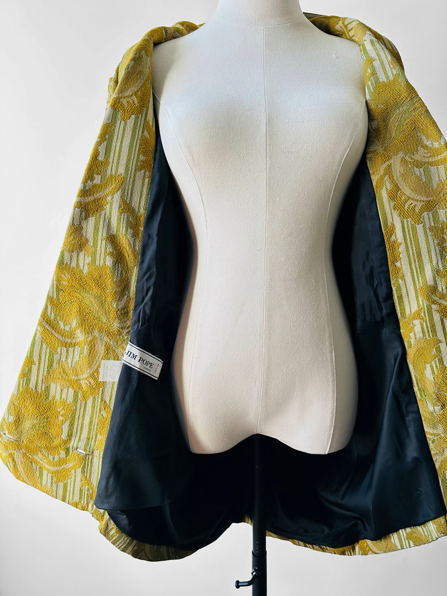 1970s - 1980s Jim Pope Toronto Designer Chartreuse Textured Double Button Jacket - S/M