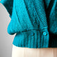 1980s Tealy Turquoise Kimono Style Delicate Knit Sleeveless Top - Sz. S/M