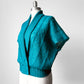 1980s Tealy Turquoise Kimono Style Delicate Knit Sleeveless Top - Sz. S/M