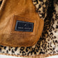 1980s Daniel Hechter Tan Suede and Faux Fur Leopard Print Hooded Jacket - Sz. M/L