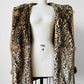 1980s Daniel Hechter Tan Suede and Faux Fur Leopard Print Hooded Jacket - Sz. M/L