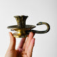Antique Late 19th - Early 20th Century Brass Candlestick with Serpent Handle