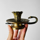 Antique Late 19th - Early 20th Century Brass Candlestick with Serpent Handle