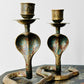 1960s Mid 20th Century Etched Hand-Painted Brass Cobra Candleholders Set