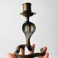 1960s Mid 20th Century Etched Hand-Painted Brass Cobra Candleholders Set