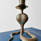 1960s Mid 20th Century Etched Hand-Painted Brass Cobra Candleholders Set