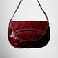 1970s Wine Red Leather Snap Button Velour Interior Shoulder-Bag Purse