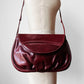 1970s Wine Red Leather Snap Button Velour Interior Shoulder-Bag Purse