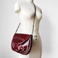 1970s Wine Red Leather Snap Button Velour Interior Shoulder-Bag Purse