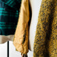 1960s - 1970s Yellow and Black High Collar Open Front Tweed Cape