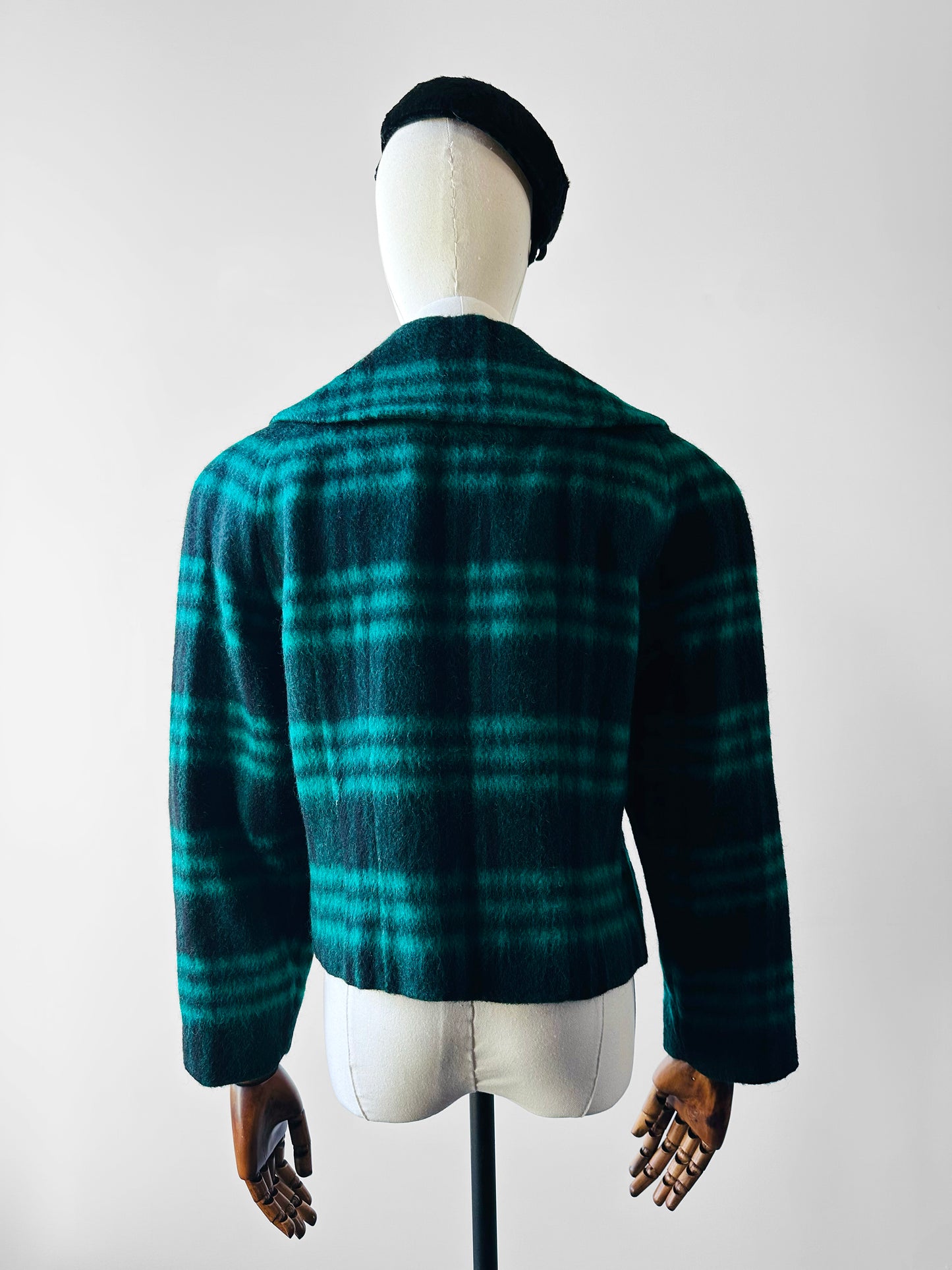 1980s Green Plaid Wool Crop Naha-Line Paris Jacket - Sz. S/M