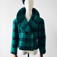 1980s Green Plaid Wool Crop Naha-Line Paris Jacket - Sz. S/M