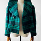 1980s Green Plaid Wool Crop Naha-Line Paris Jacket - Sz. S/M