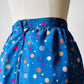 1970s - 1980s Blue Polka Dot Peplum Blouse and Skirt Set- Sz. XXS/XS