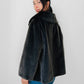 1960s Charcoal Grey Lined Fur Crop Jacket - Sz. Small