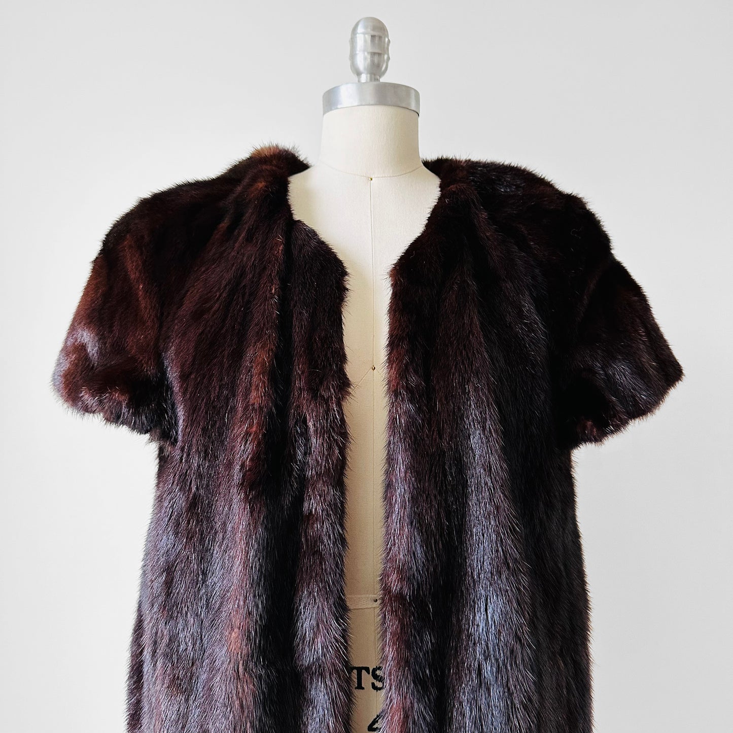 1970s Upcycled Crop Sleeve Lined Open Front Fur Vest - Sz. S/M