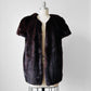 1970s Upcycled Crop Sleeve Lined Open Front Fur Vest - Sz. S/M